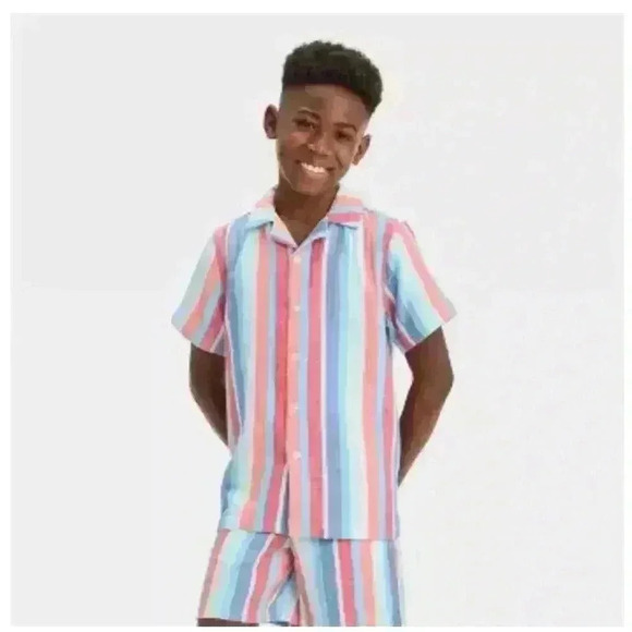 Cat & Jack Other - Cat & Jack Boys' Short Sleeve Button-Down Shirt 100% Cotton summer top